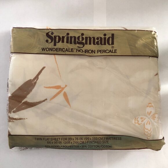 Vintage Springmaid Wondercale No Iron Twin  Flat Sheet 39X76 KABUKI Tree - Picture 4 of 5